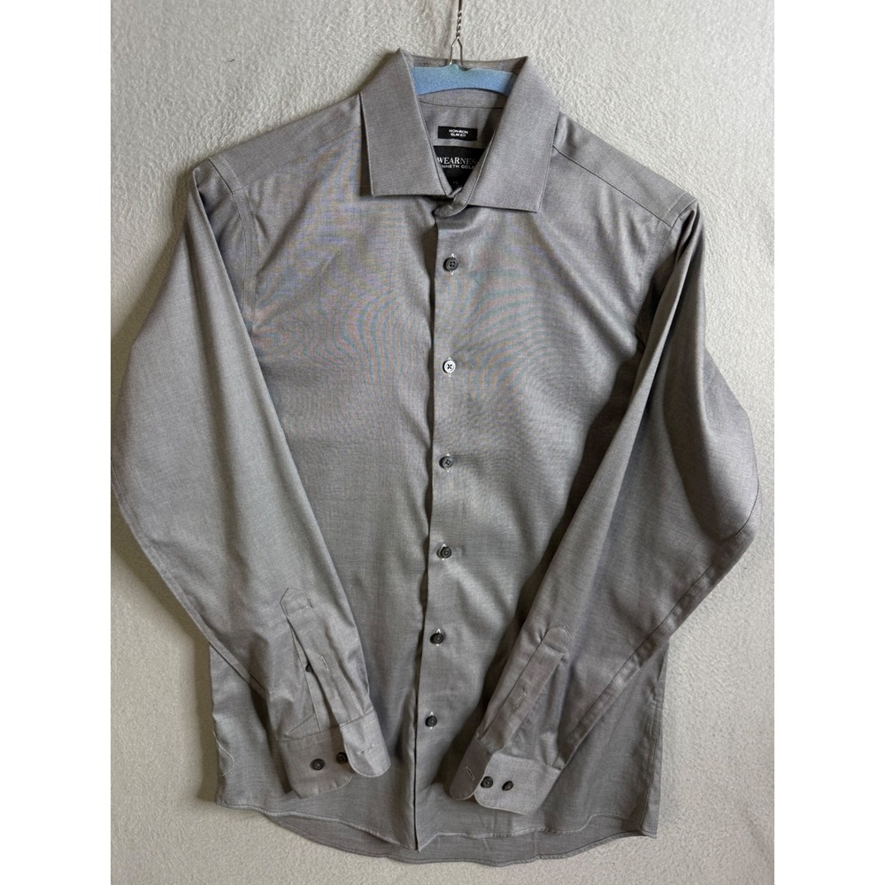 Kenneth Cole‎ Dress Shirt Men's 15 32/33 Slim Fit Non Iron Gray